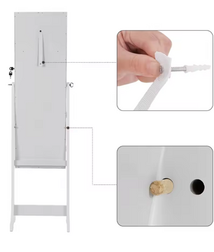 Sieradenkast met Spiegel – LED Verlichting, Slot en 4 Opbergplanken