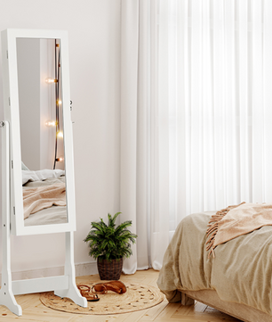 Sieradenkast met Spiegel – LED Verlichting, Slot en 4 Opbergplanken