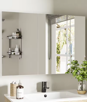 Badkamerkast met Spiegel – Wandkast met 3 Deuren en Opbergruimte