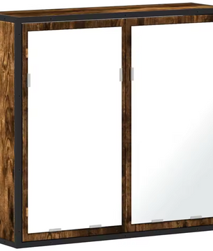 Badkamerkast met Spiegel – Gerookt Eiken Wandkast met Opbergruimte (65×20×60 cm)