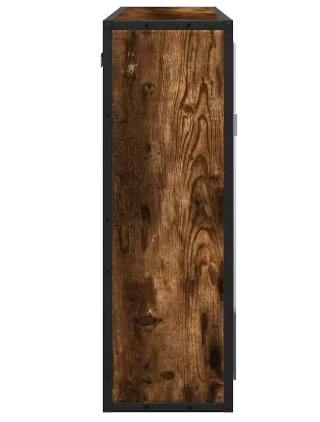 Badkamerkast met Spiegel – Gerookt Eiken Wandkast met Opbergruimte (65×20×60 cm)