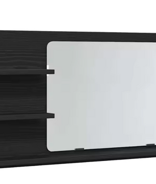 Badkamerkast met Spiegel – Zwart Eiken Wandkast met Opbergrek