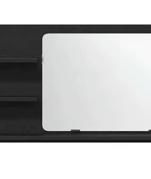 Badkamerkast met Spiegel – Zwart Eiken Wandkast met Opbergrek