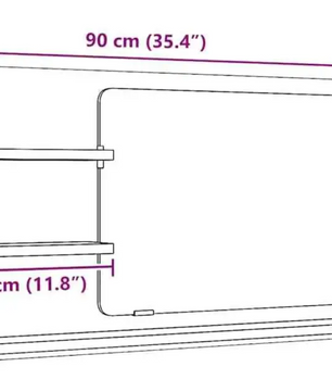 Badkamerkast met Spiegel – Zwart Eiken Wandkast met Opbergrek