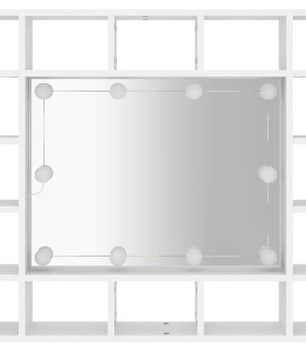 Witte LED Badkamerkast met Spiegel – Wandkast met 16 Vakken (91×15×76,5 cm)