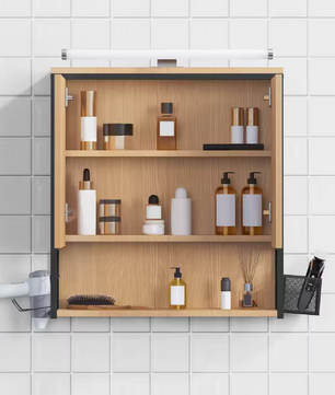 Badkamerkast met Spiegel en LED – Wandkast met Verstelbare Plank en Föhnhouder