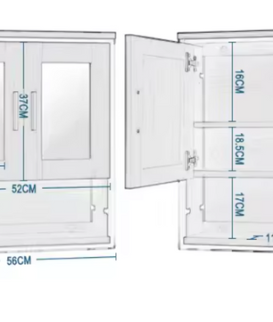 Badkamerkast met Spiegel – Hangende Wandkast met Verstelbare Plank (56×13×60 cm)