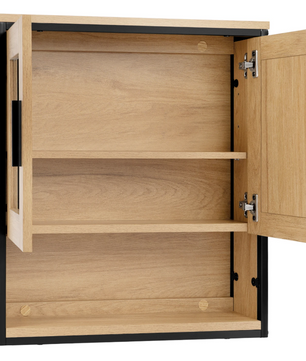 Badkamerkast met Spiegel – Hangende Wandkast met Verstelbare Plank (56×13×60 cm)