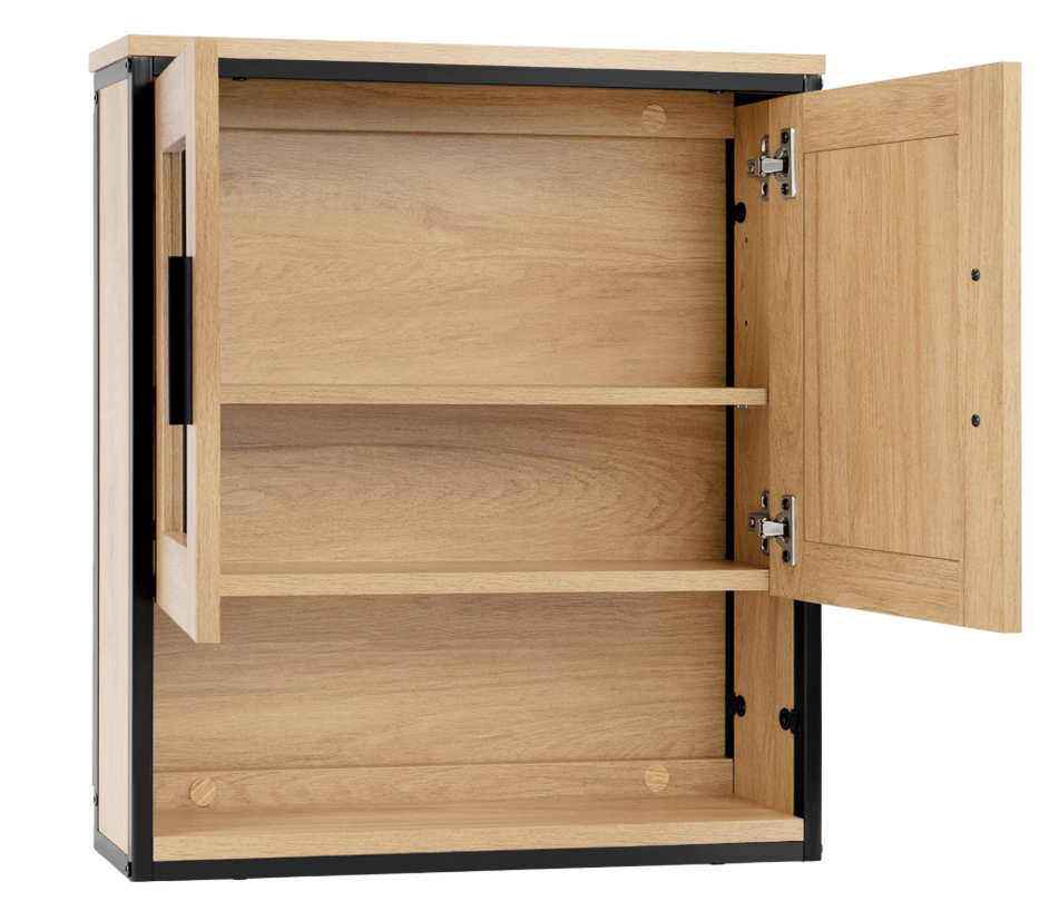 Badkamerkast met Spiegel – Hangende Wandkast met Verstelbare Plank (56×13×60 cm)