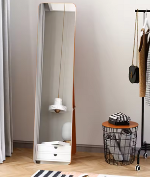 Volledige Staande Spiegel – Houten Lijst, Vrijstaand of Wandmontage