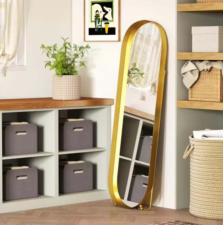 Volledige Staande Spiegel – Gouden Metalen Frame, 160×50 cm