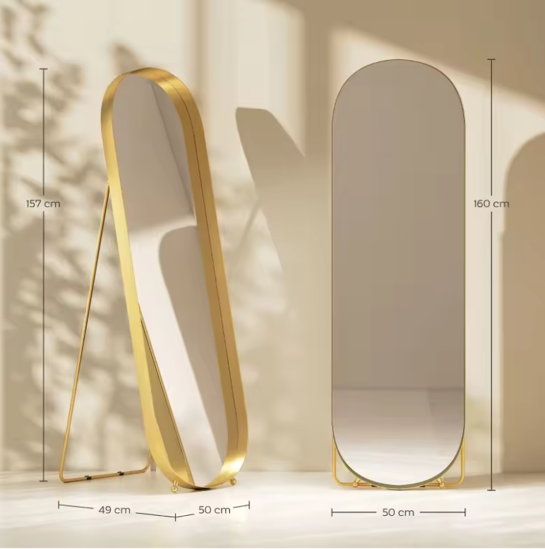 Volledige Staande Spiegel – Gouden Metalen Frame, 160×50 cm