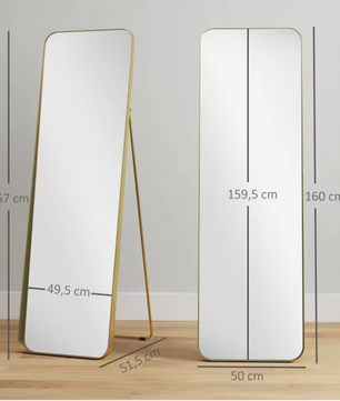 Staande Volledige Lichaamsspiegel 160×50 cm – Vrijstaand en Kantelbaar, Metalen Frame