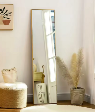 Staande Houtnerf Volledige Lichaamsspiegel 147 cm – Vrijstaand en HD-Glas