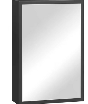 Moderne Wandspiegelkast 40×15×60 cm – Zwarte Badkamerkast met 3 Lagen