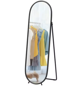 Ovale Staande Volledige Lichaamsspiegel 160×40 cm – Metalen Frame en Uitklapstandaard