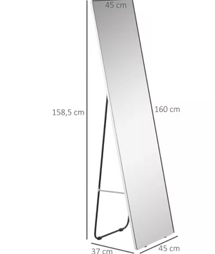 Staande Volledige Lichaamsspiegel 45×37×158,5 cm – Vrijstaand en Wandmontage