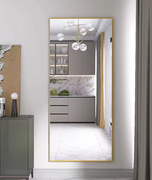 Grote Staande Lichaamsspiegel 180×80 cm – Goudkleurig en Versterkt Glas
