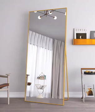 Grote Staande Lichaamsspiegel 180×80 cm – Goudkleurig en Versterkt Glas