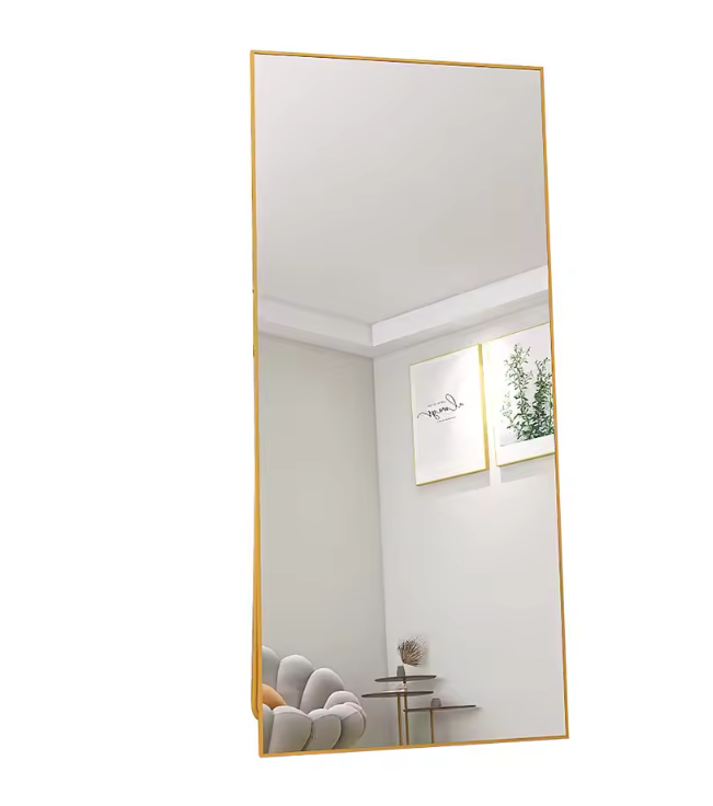Grote Staande Lichaamsspiegel 180×80 cm – Goudkleurig en Versterkt Glas