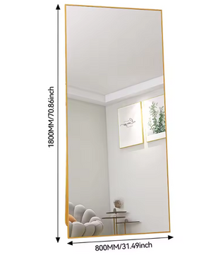 Grote Staande Lichaamsspiegel 180×80 cm – Goudkleurig en Versterkt Glas