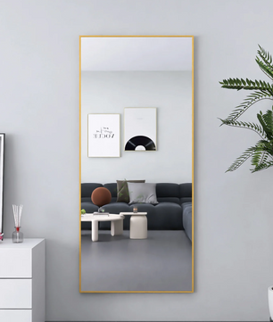 Grote Staande Lichaamsspiegel 180×80 cm – Goudkleurig en Versterkt Glas