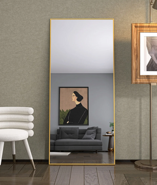 Grote Staande Lichaamsspiegel 180×80 cm – Goudkleurig en Versterkt Glas