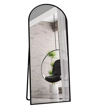 Grote Staande Lichaamsspiegel 180×80 cm – Boogvormig, Zwart en HD-Glas