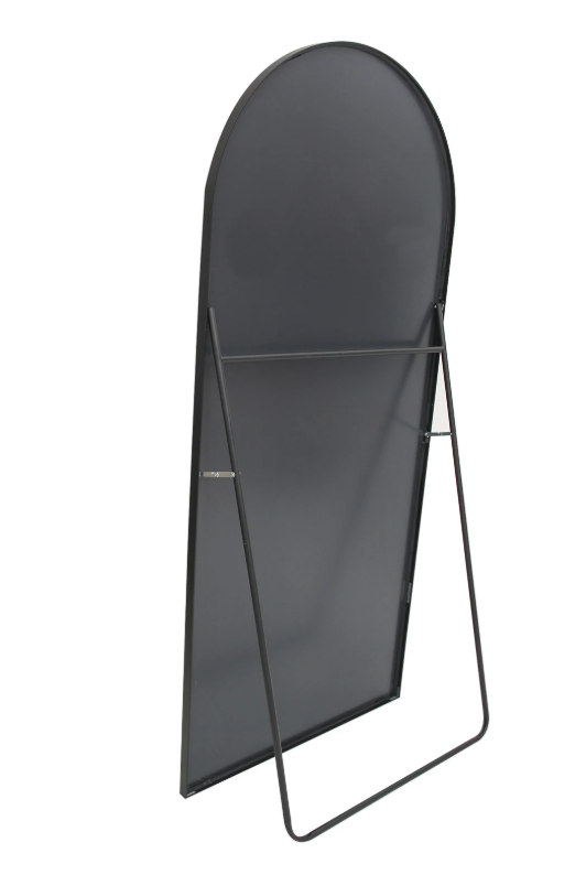 Grote Staande Lichaamsspiegel 180×80 cm – Boogvormig, Zwart en HD-Glas