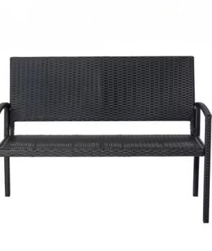 2-Zits Polyrattan Tuinbank – Handgeweven, UV- & Weerbestendig, Gepoedercoat Stalen Frame met Rugleuning – 122 cm