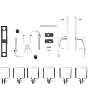 Afsluitbare Tuinpoort van Gegalvaniseerd Staal – Met Palen, Slot & Sleutels, Roostergaas 50×50 mm, Weer- & Roestbestendig – Grijs/Groen – 106 × 200 cm