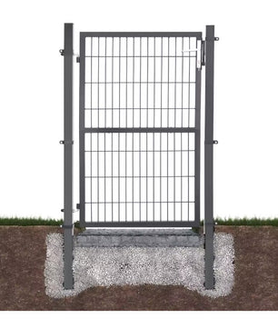 Afsluitbare Tuinpoort van Gegalvaniseerd Staal – Met Palen, Slot & Sleutels, Roostergaas 50×50 mm, Weer- & Roestbestendig – Grijs/Groen – 106 × 200 cm