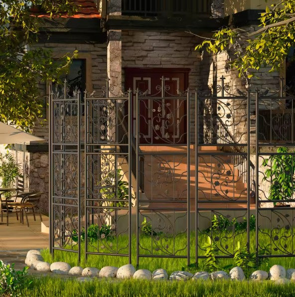 Set van 2 Metalen Klimrekken voor Planten – Zwart, 195 cm Hoog, Tuinspalies met Grondpennen voor Klimplanten & Tuinafscheiding