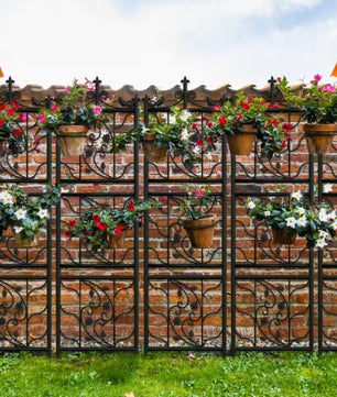 Set van 2 Metalen Klimrekken voor Planten – Zwart, 195 cm Hoog, Tuinspalies met Grondpennen voor Klimplanten & Tuinafscheiding