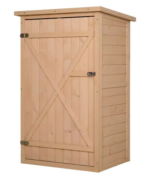 Houten Tuinopbergkast met Schuin Dak – Weerbestendige Opbergkast met 2 Planken – 75 × 56 × 115 cm – Afsluitbare Tuinkast voor Balkon en Tuin