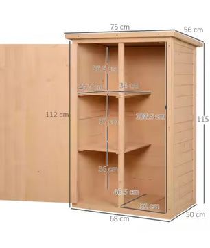 Houten Tuinopbergkast met Schuin Dak – Weerbestendige Opbergkast met 2 Planken – 75 × 56 × 115 cm – Afsluitbare Tuinkast voor Balkon en Tuin