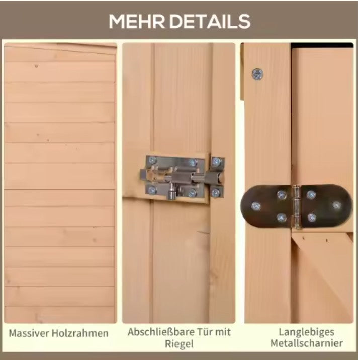 Houten Tuinopbergkast met Schuin Dak – Weerbestendige Opbergkast met 2 Planken – 75 × 56 × 115 cm – Afsluitbare Tuinkast voor Balkon en Tuin