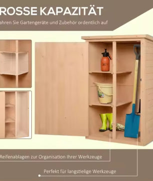 Houten Tuinopbergkast met Schuin Dak – Weerbestendige Opbergkast met 2 Planken – 75 × 56 × 115 cm – Afsluitbare Tuinkast voor Balkon en Tuin