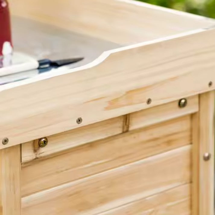 Houten Tuinkast met Werkblad en Opbergruimte – Gegalvaniseerd Aanrecht – 2 Planken – 83 × 40 × 92 cm – Planttafel en Gereedschapskast voor Tuin en Balkon