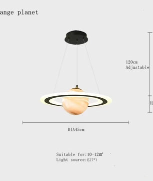 Acryl Planeet Hanglamp met E27 Fitting – Ruimte & Ster Design – Driekleurig Licht via Wandschakelaar – Moderne Hanglamp voor Woonkamer, Slaapkamer & Kinderkamer