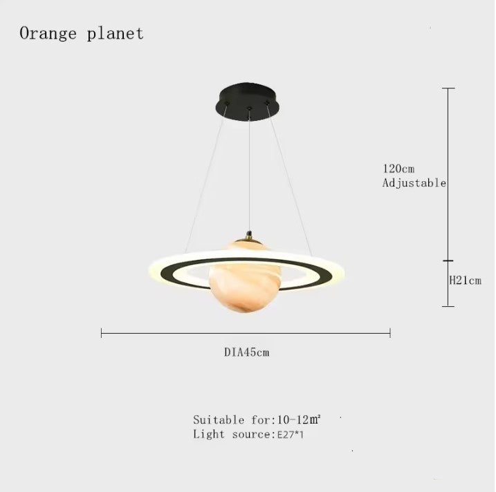 Acryl Planeet Hanglamp met E27 Fitting – Ruimte & Ster Design – Driekleurig Licht via Wandschakelaar – Moderne Hanglamp voor Woonkamer, Slaapkamer & Kinderkamer