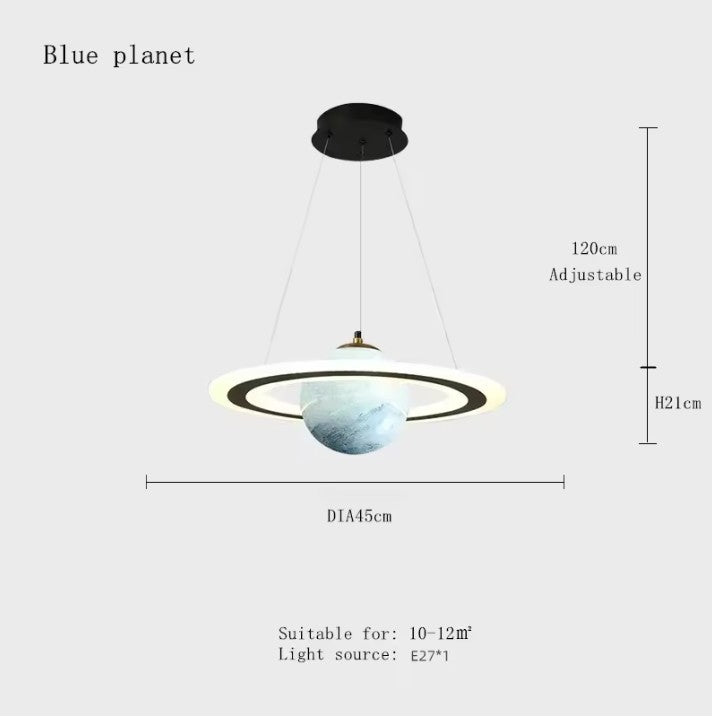 Acryl Planeet Hanglamp met E27 Fitting – Ruimte & Ster Design – Driekleurig Licht via Wandschakelaar – Moderne Hanglamp voor Woonkamer, Slaapkamer & Kinderkamer