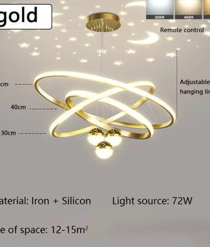 Moderne LED Kroonluchter met Cirkel Design – Luxe Minimalistische Hanglamp van Metaal & Acryl – LED Ringlamp voor Woonkamer, Eettafel & Restaurant (220V)