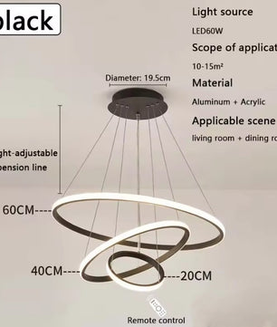 Moderne LED Kroonluchter met Cirkel Design – Luxe Minimalistische Hanglamp van Metaal & Acryl – LED Ringlamp voor Woonkamer, Eettafel & Restaurant (220V)