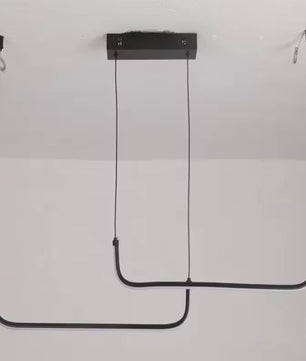 Moderne LED Kroonluchter van Aluminium – Lineaire Design Hanglamp 90 cm met 24W LED – Zwarte Pendellamp voor Woonkamer, Eetkamer & Slaapkamer