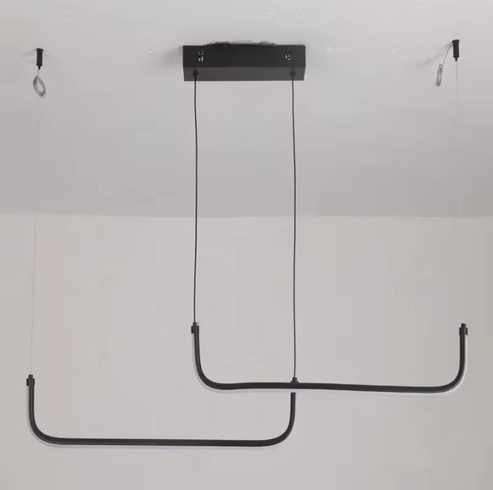 Moderne LED Kroonluchter van Aluminium – Lineaire Design Hanglamp 90 cm met 24W LED – Zwarte Pendellamp voor Woonkamer, Eetkamer & Slaapkamer