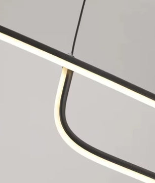 Moderne LED Kroonluchter van Aluminium – Lineaire Design Hanglamp 90 cm met 24W LED – Zwarte Pendellamp voor Woonkamer, Eetkamer & Slaapkamer
