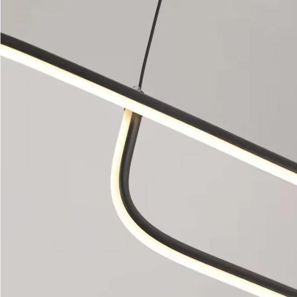 Moderne LED Kroonluchter van Aluminium – Lineaire Design Hanglamp 90 cm met 24W LED – Zwarte Pendellamp voor Woonkamer, Eetkamer & Slaapkamer