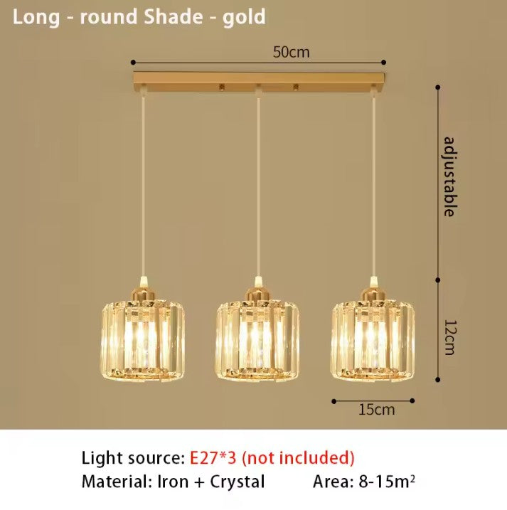 Luxe Kristallen Hanglamp met E27 Fittingen – Moderne Design Plafondlamp met Ronde of Rechthoekige Plafondplaat – Kristallen Pendellamp voor Woonkamer, Eetkamer & Slaapkamer