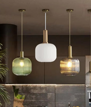 Glazen LED Hanglamp – Retro Luxe Design Hanglamp van Glas & Metaal – Sfeervolle Pendellamp voor Keuken, Eetkamer, Woonkamer & Restaurant
